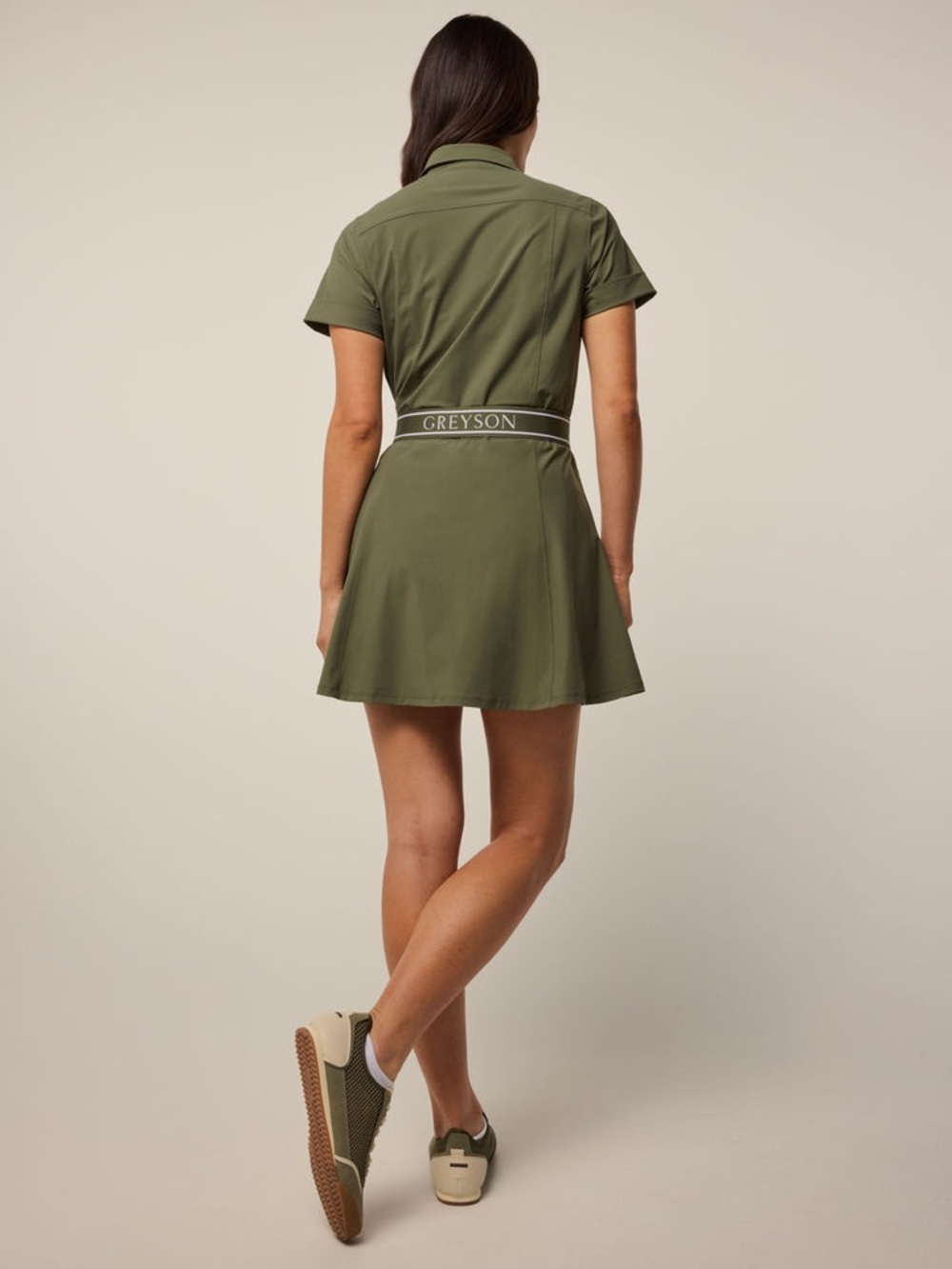 NEW GREYSON Phoenix Belted Shirt Dress
Button-Down Mini LOGO Belt Olive Green XS